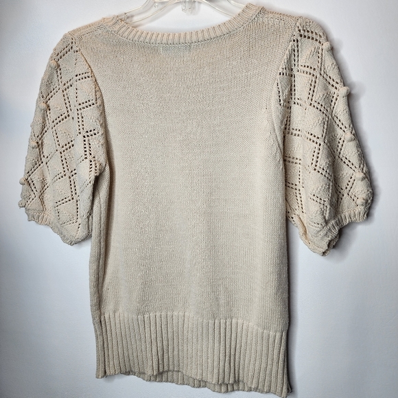 Polagram Sweater Short Sleeve Cream Color Women's Size Small - Picture 3 of 11